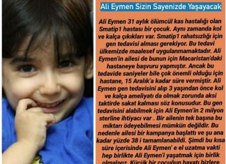 HAYDİ YARDIM SEVERLER GELİN “ALİ EYMEN”İ BİRLİKTE YAŞATALIM