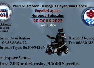 PARİS 61 TRABZON DERNEĞİ ENGELLİLER İÇİN ETKİNLİK DÜZENLİYOR
